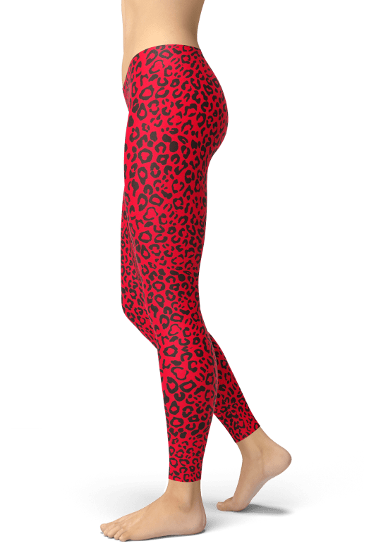 Red Leopard Print Leggings Leggings WearAll Red Leopard 8-10