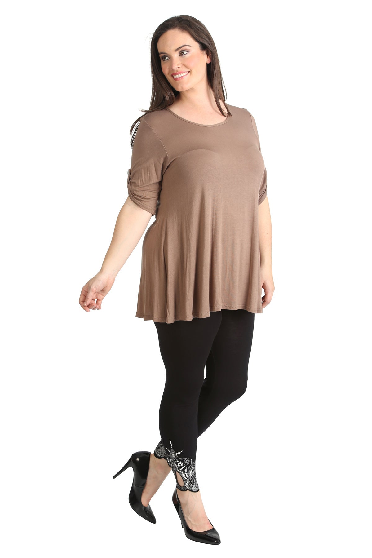 Scoop Neck Flared Ladies Plain Top Tops WearAll