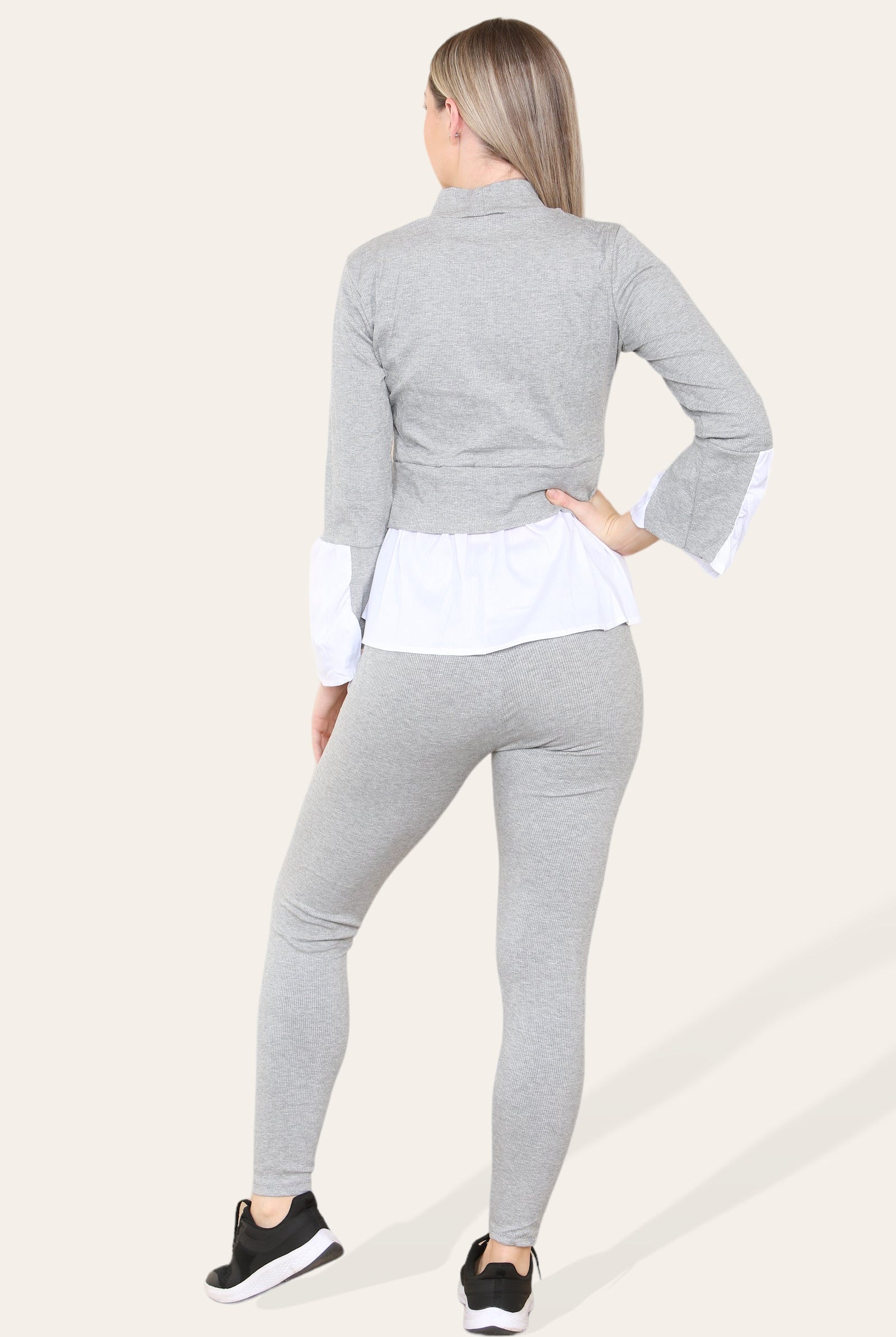 Ribbed Lounge Wear Flared Shirt and Leggings Co-Ord Set Loungewear WearAll