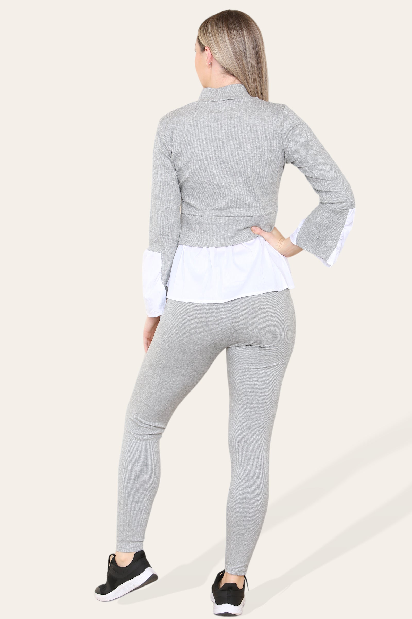 Ribbed Lounge Wear Flared Shirt and Leggings Co-Ord Set Loungewear WearAll