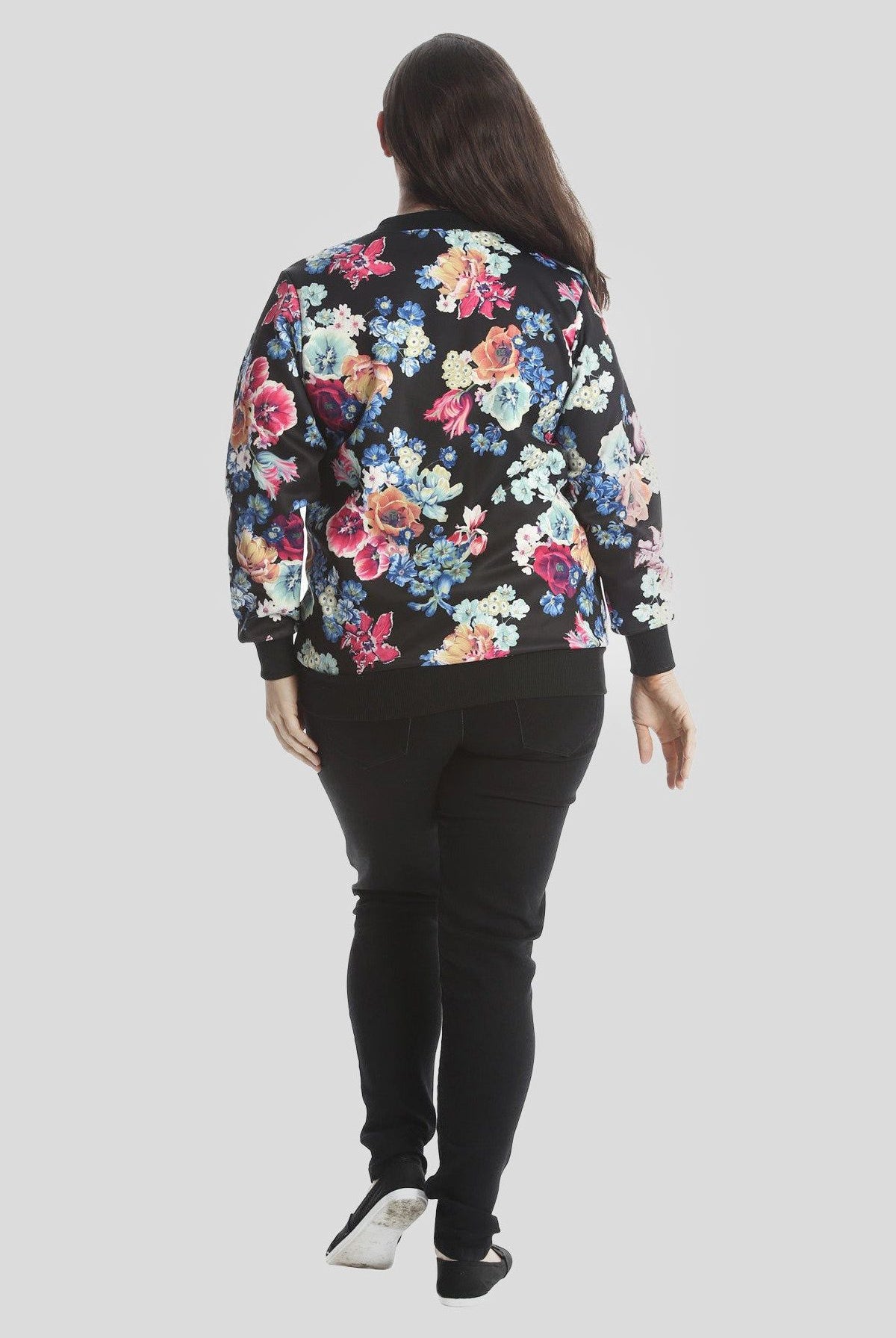 Floral Rose Print Bomber Jacket Jacket WearAll