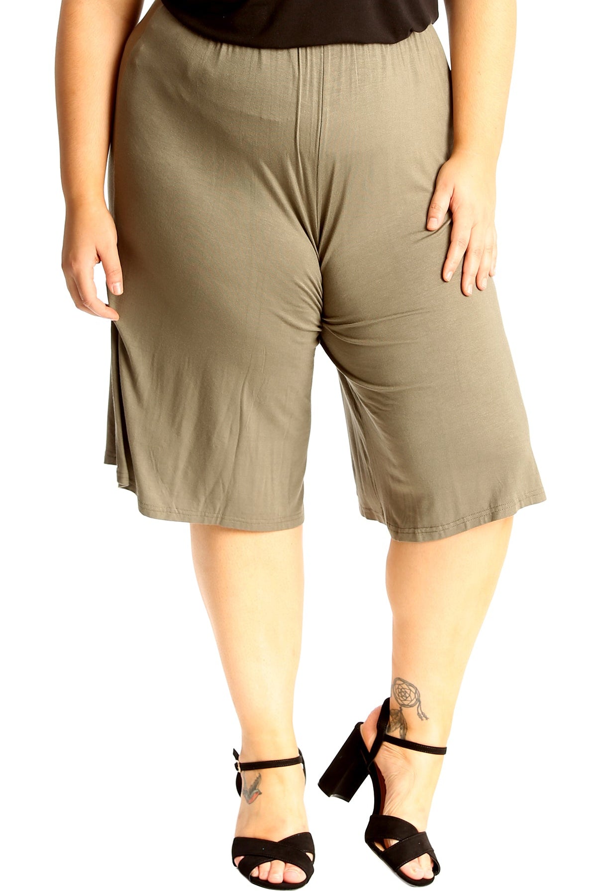 Plus Size Plain Viscose Culottes Shorts WearAll