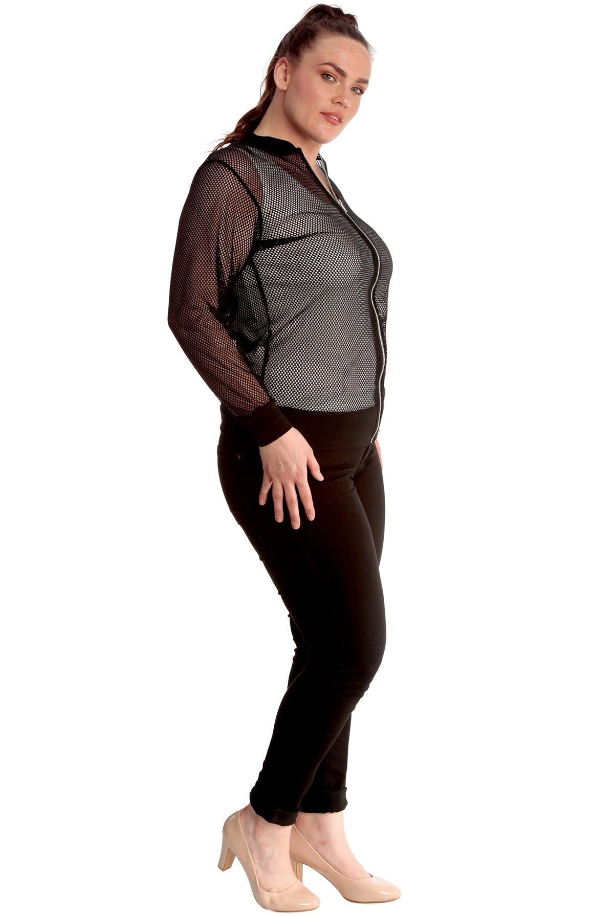 Mesh Bomber Jacket Ladies Net Plain Top Jacket WearAll