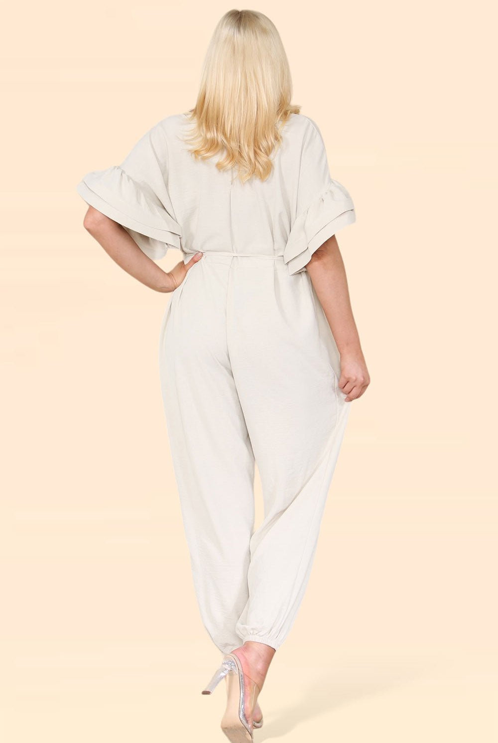 Ruffle Sleeves Frill Tie Jumpsuit Playsuits & Jumpsuits WearAll
