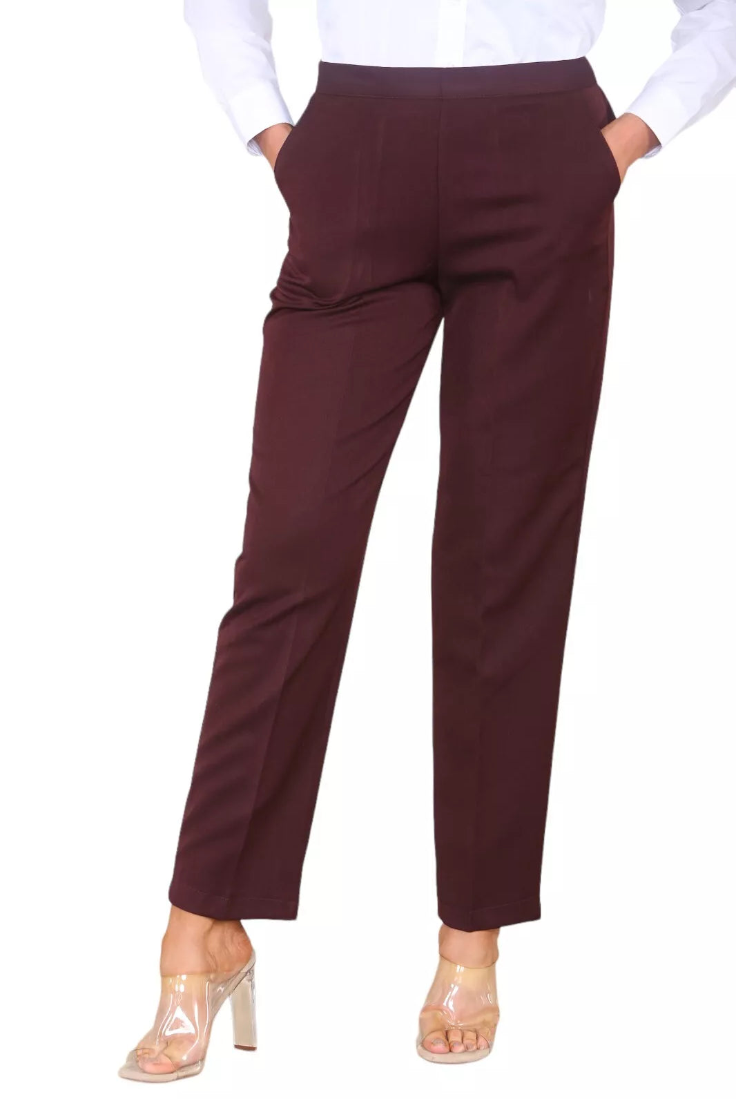 Half Elasticated Pocket Trouser - Wine Color Trousers WearAll
