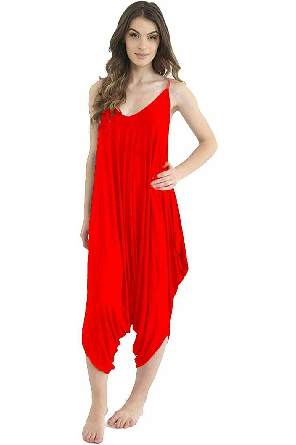 Plus Size Lagenlook Strappy Baggy Harem Jumpsuit 16-22 Jumpsuit WearAll Red One Size Fits 16-22