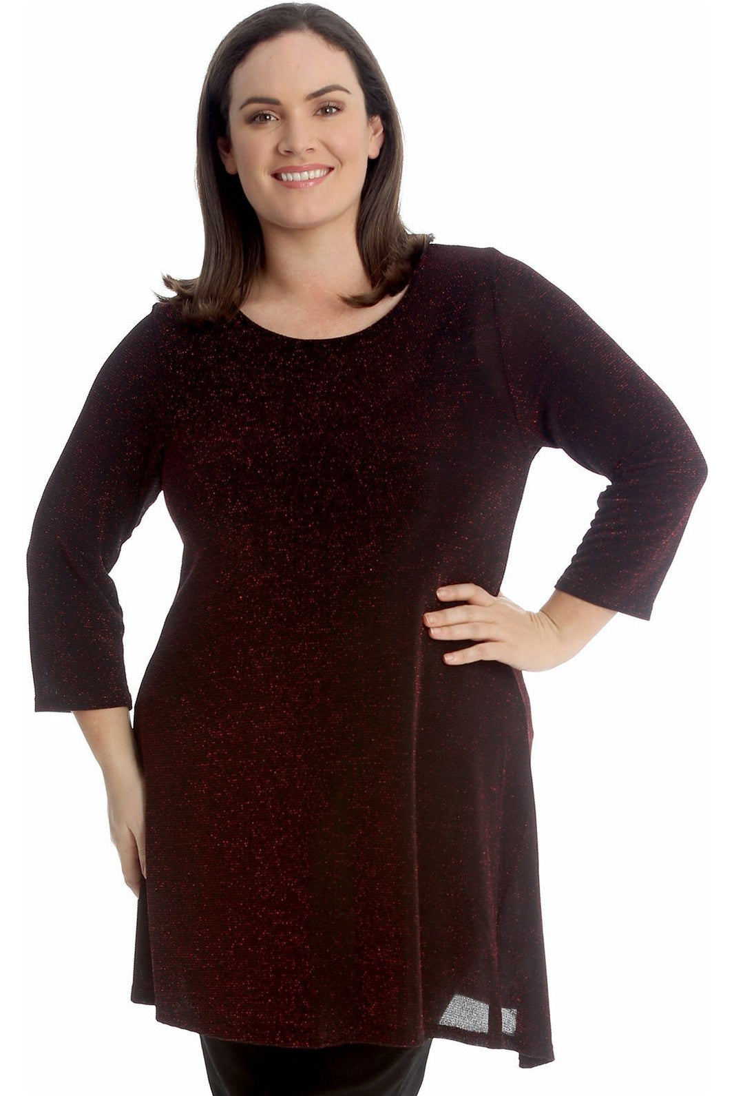 Lurex Sparkle Ladies Glitter Swing Short Dress WearAll Red 14