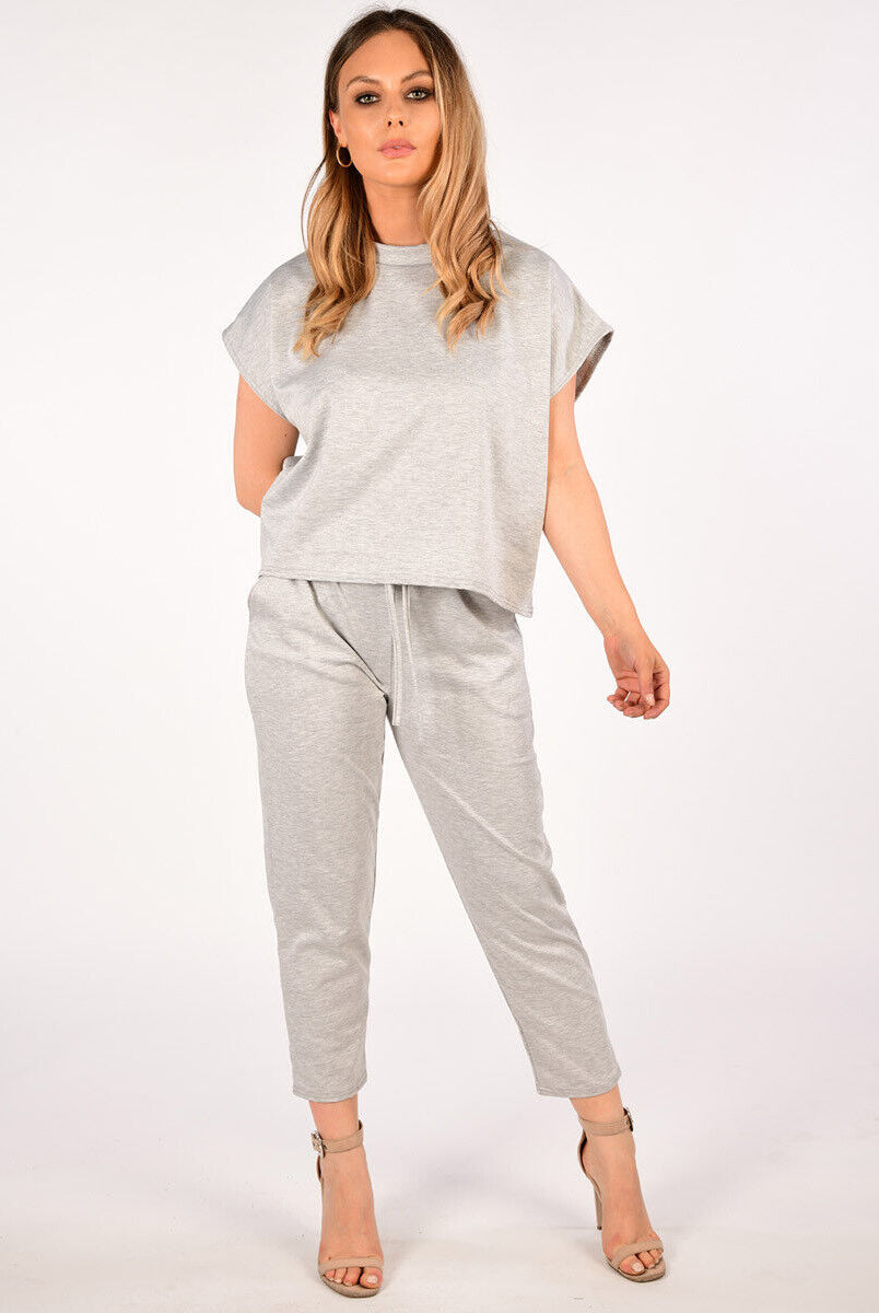 Boxy Short Sleeved Round Neck Two Piece Loungewear Tracksuit Loungewear WearAll