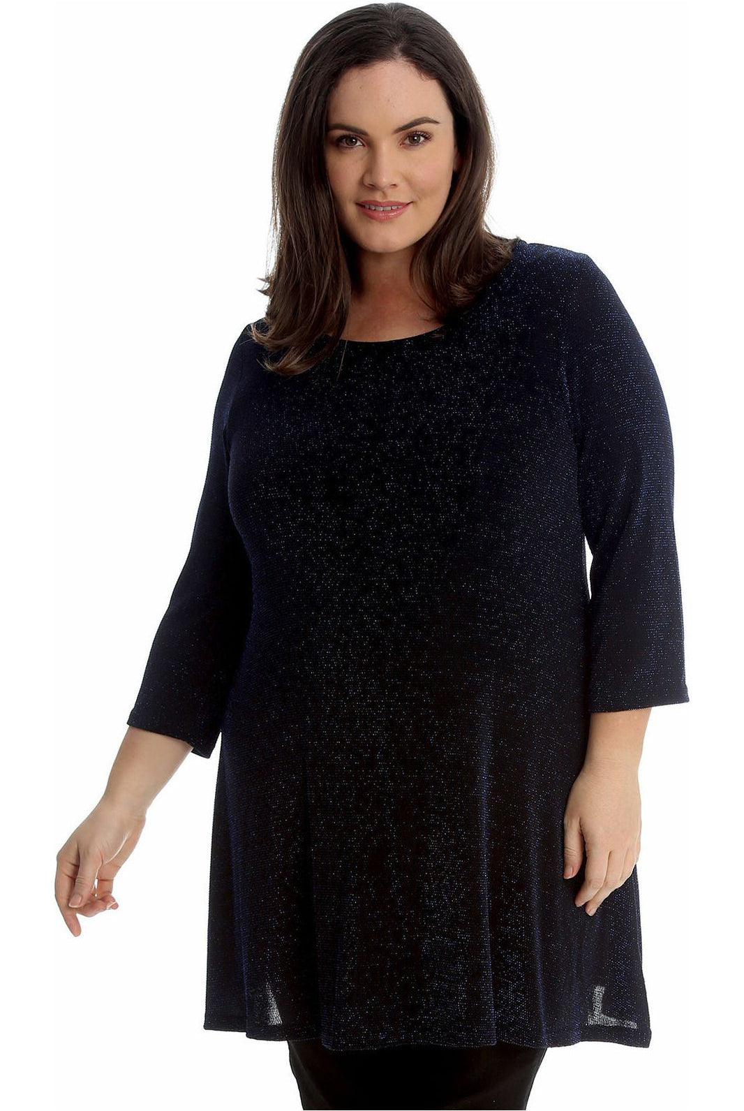 Lurex Sparkle Ladies Glitter Swing Short Dress WearAll Blue 14