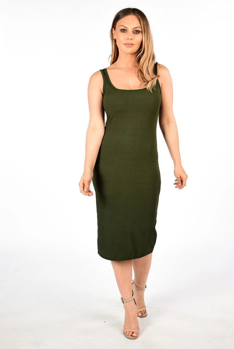 Ribbed Sleeveless Bodycon Midi Dress Dress WearAll