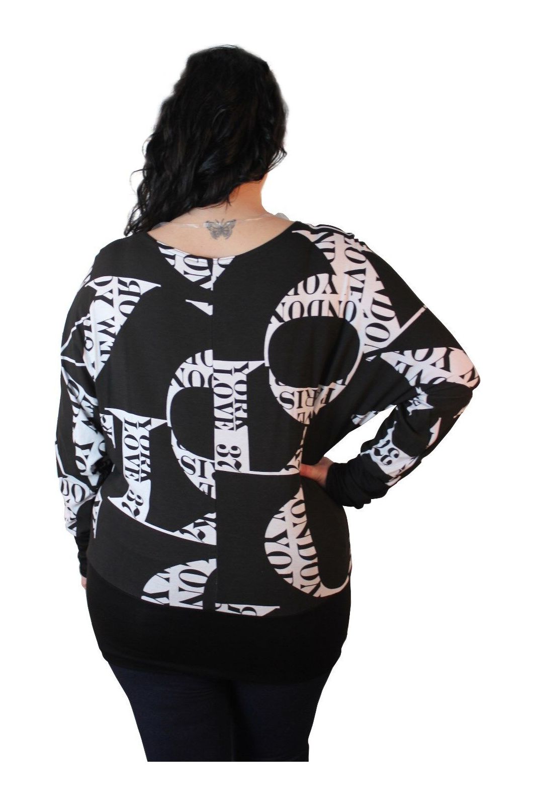 Letters Print Batwing Top Tops WearAll