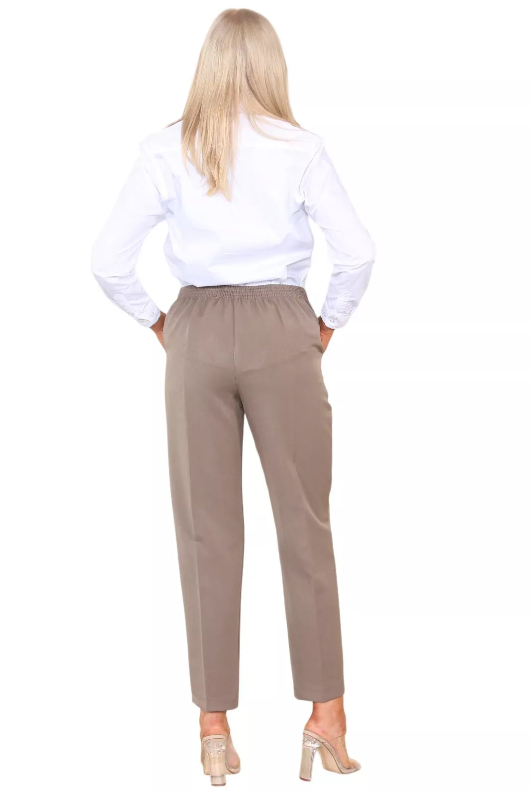 Half Elasticated Pocket Trouser - Blue, Taupe, White Trousers WearAll