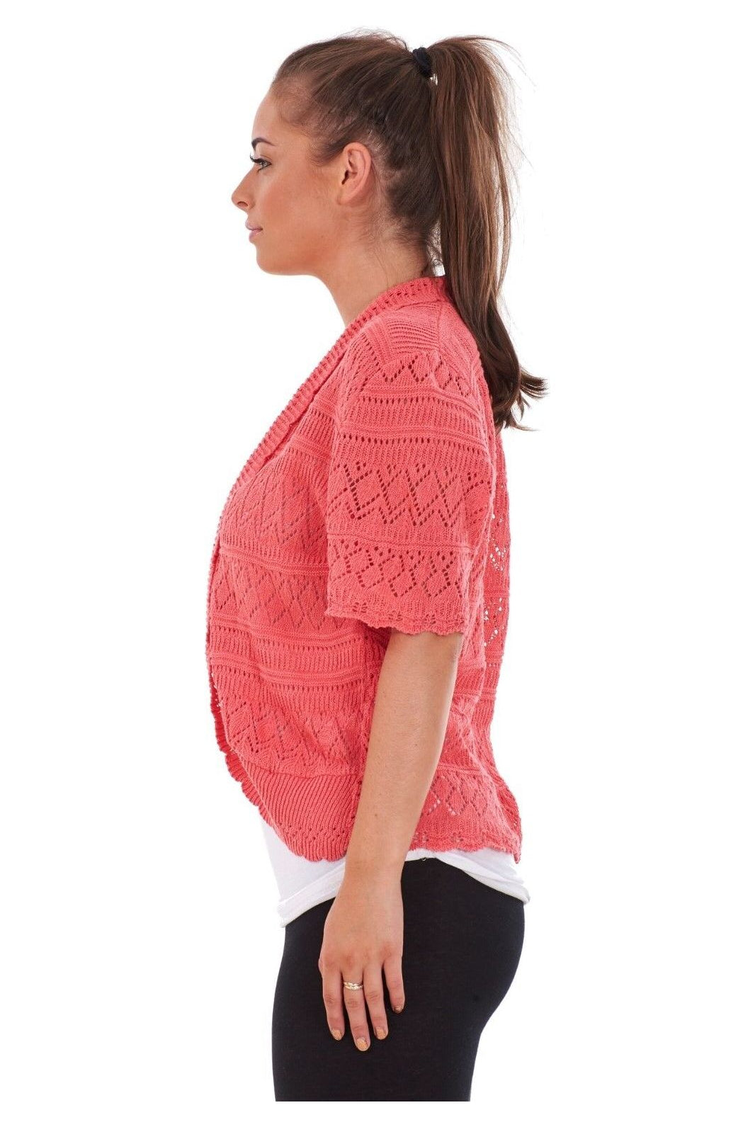 Plus Size Knitted Crochet Short Sleeve Shrugs Tops WearAll
