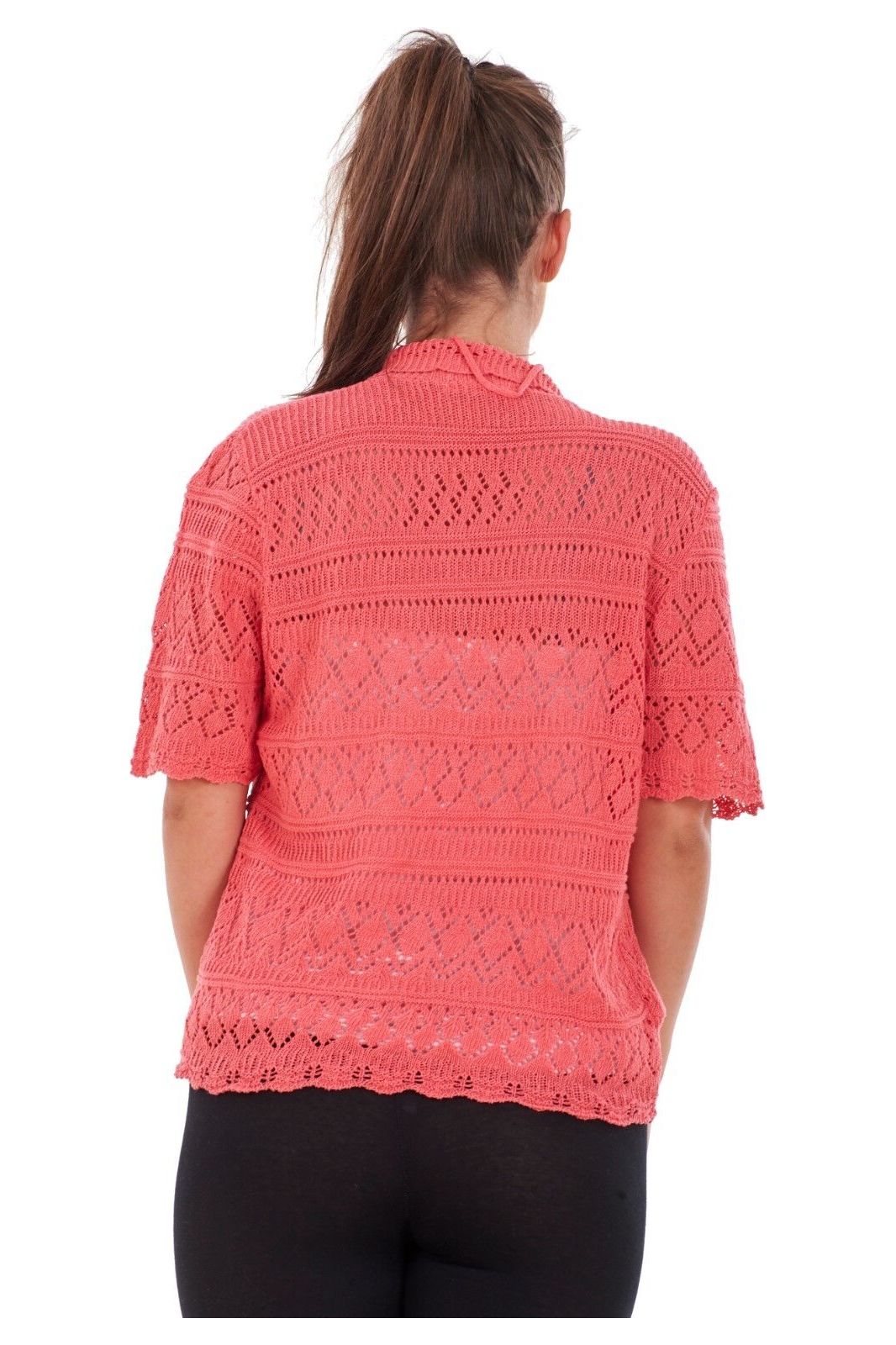 Plus Size Knitted Crochet Short Sleeve Shrugs Tops WearAll