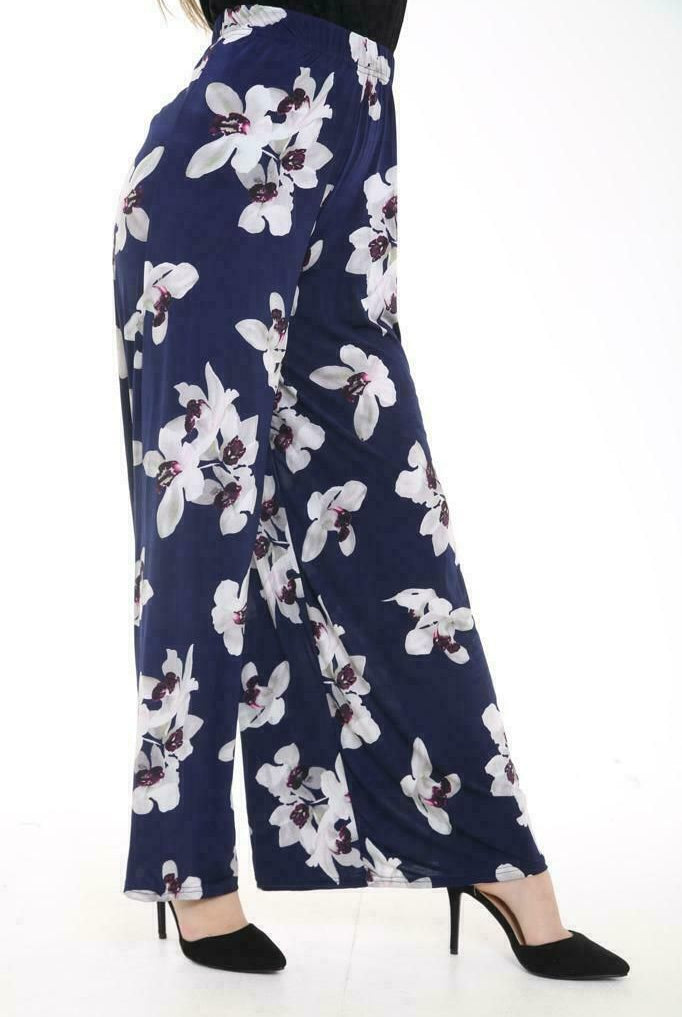 White Lily Floral Print Palazzo Trouser Palazzo WearAll