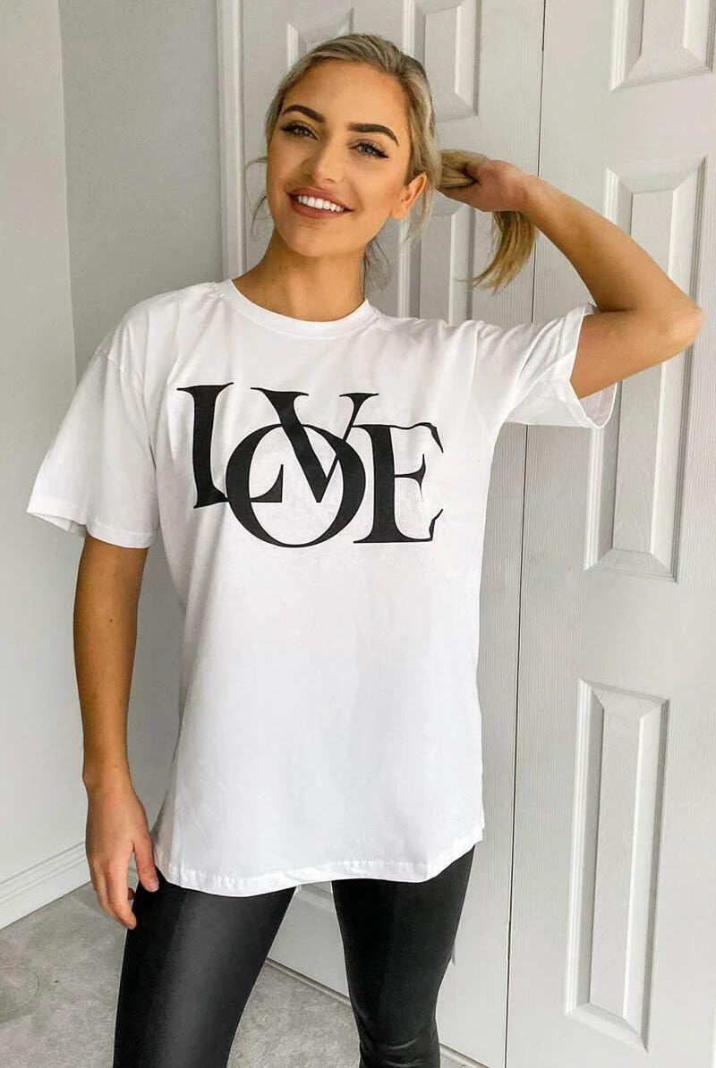 Love Black T-Shirt WearAll White 16-18