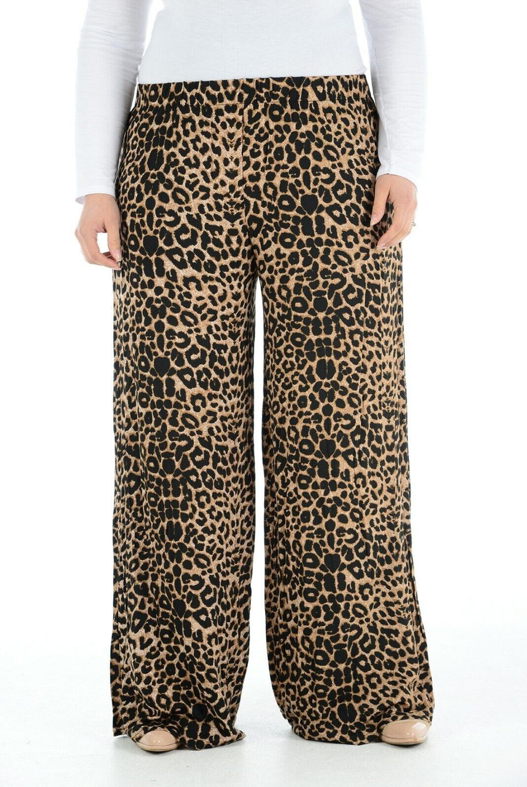 Plus Size Leopard Print Palazzo Trouser Palazzo WearAll 16-18