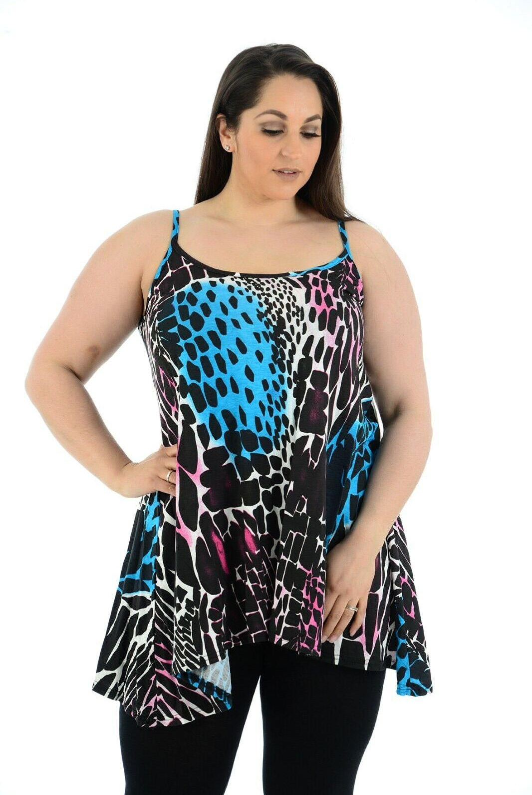 Abstract Animal Paisley Print Vest Top Tops WearAll Turquoise 12-14