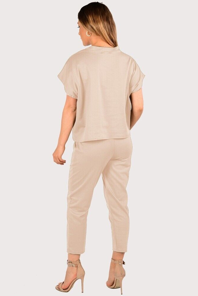 Boxy Short Sleeved Round Neck Two Piece Loungewear Tracksuit Loungewear WearAll