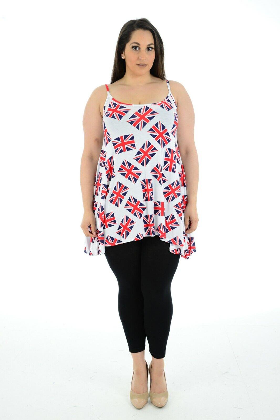 Union Jack Flag Print Swing Top Tops WearAll White 12-14