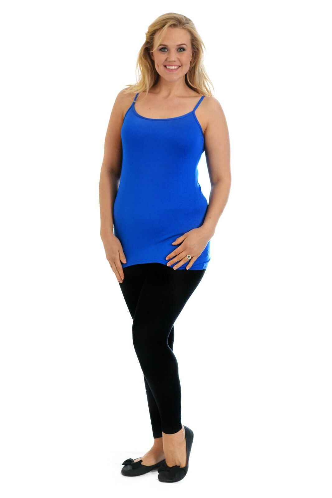 Cami Stretch Vest Scoop Neck Top Tops WearAll Blue 8-10