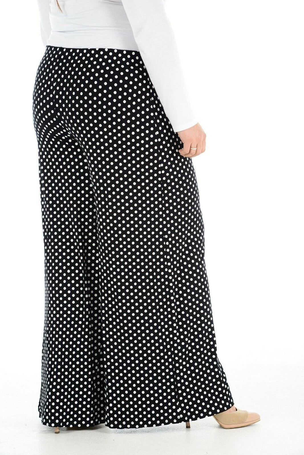 Plus Size Black Spot Print Palazzo Trouser Palazzo WearAll