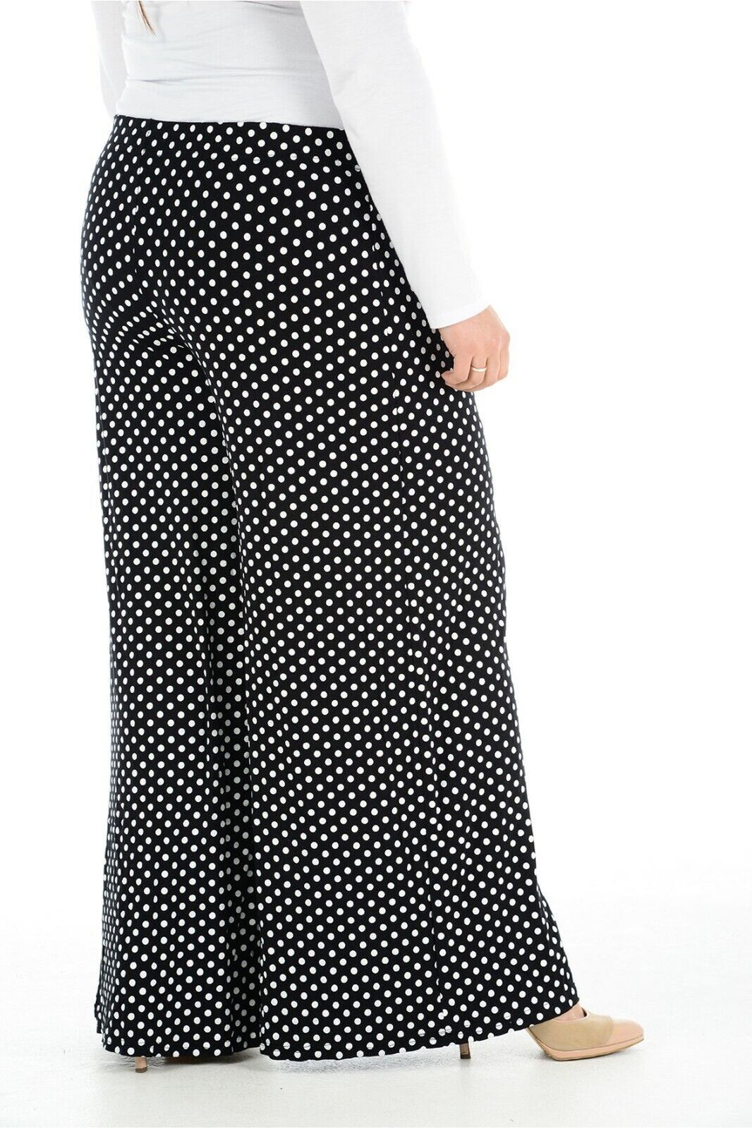Plus Size Black Spot Print Palazzo Trouser Palazzo WearAll