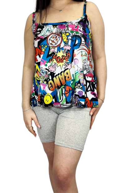 Plus Size Bang Print Plain Swing Cami Vest Top Tops WearAll Bang 16-18