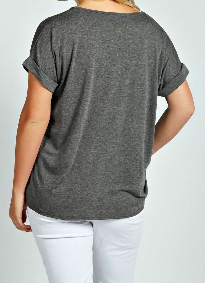 Plus Size Short Turn Up Sleeve Baggy Top Tops WearAll