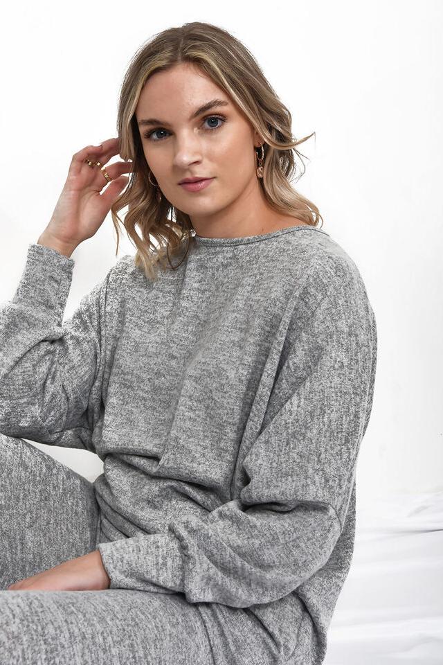 Dip Hem Top And Joggers Loungewear Tops WearAll