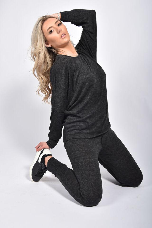Plus Size Dip Hem Top And Joggers Loungewear Tops WearAll