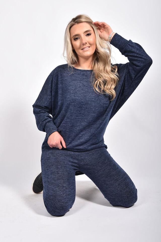 Plus Size Dip Hem Top And Joggers Loungewear Tops WearAll