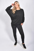 Plus Size Dip Hem Top And Joggers Loungewear Tops WearAll
