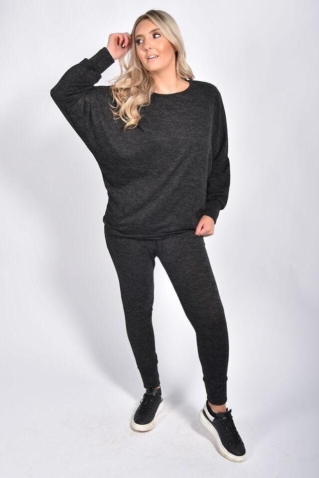 Plus Size Dip Hem Top And Joggers Loungewear Tops WearAll