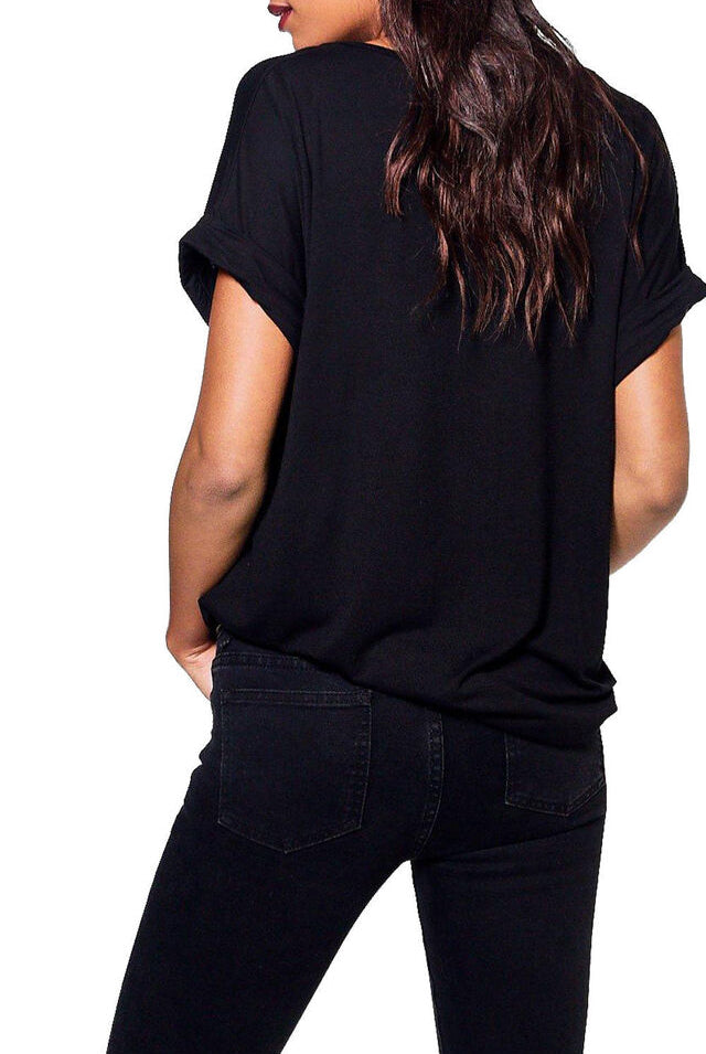 Short Turn Up Sleeve Baggy Top Tops WearAll