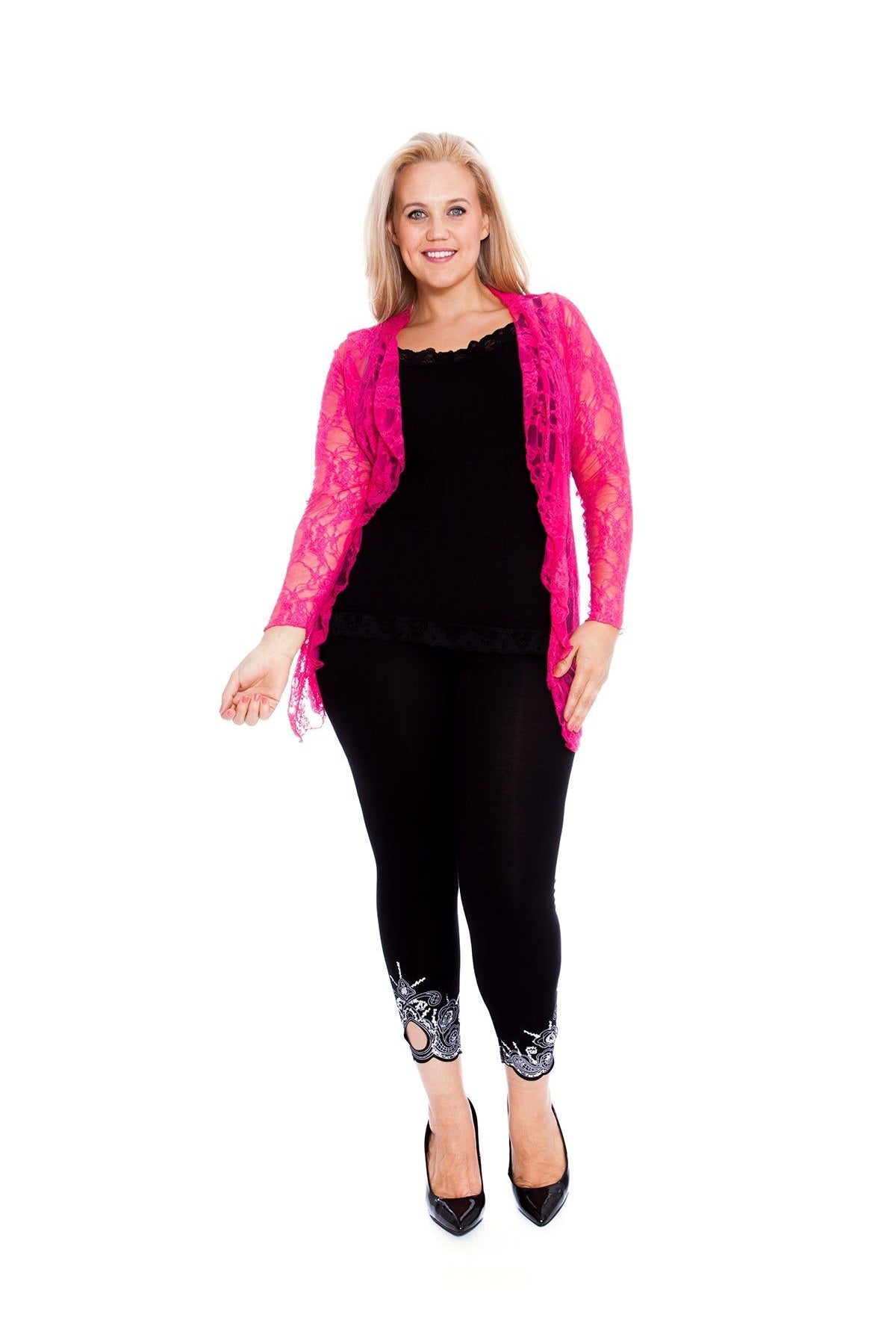 Floral Lace Open Cardigan Waterfall Top Tops WearAll