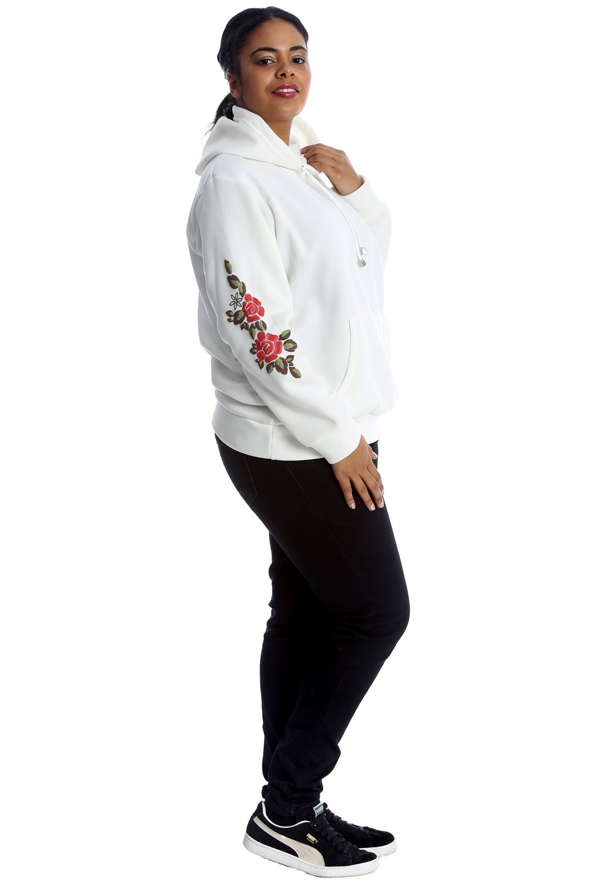 Embroidered Pouch Pocket Sweatshirt Tops WearAll
