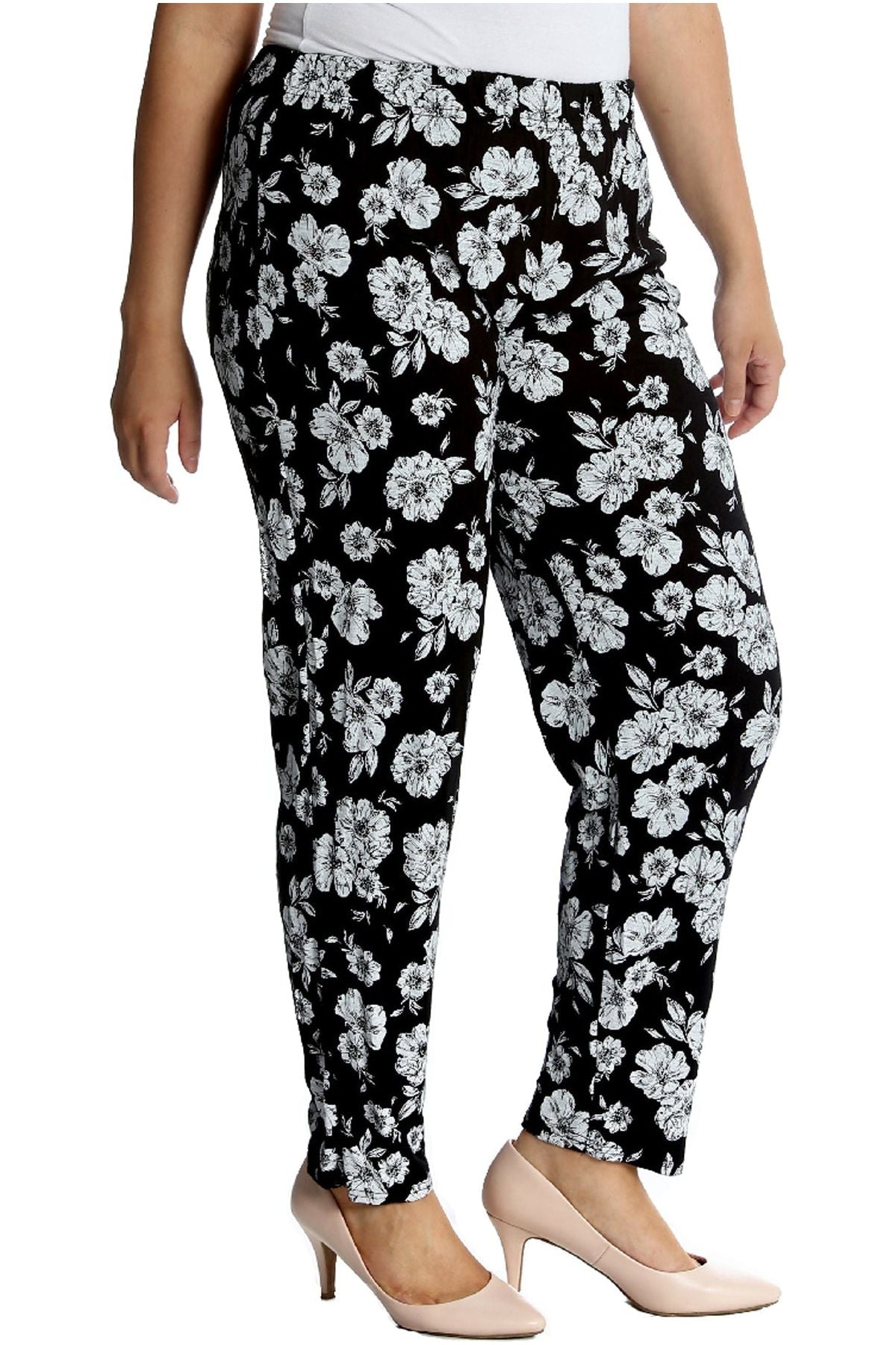Big Flower Print Full Length Trouser Trousers WearAll Big Flowers 14