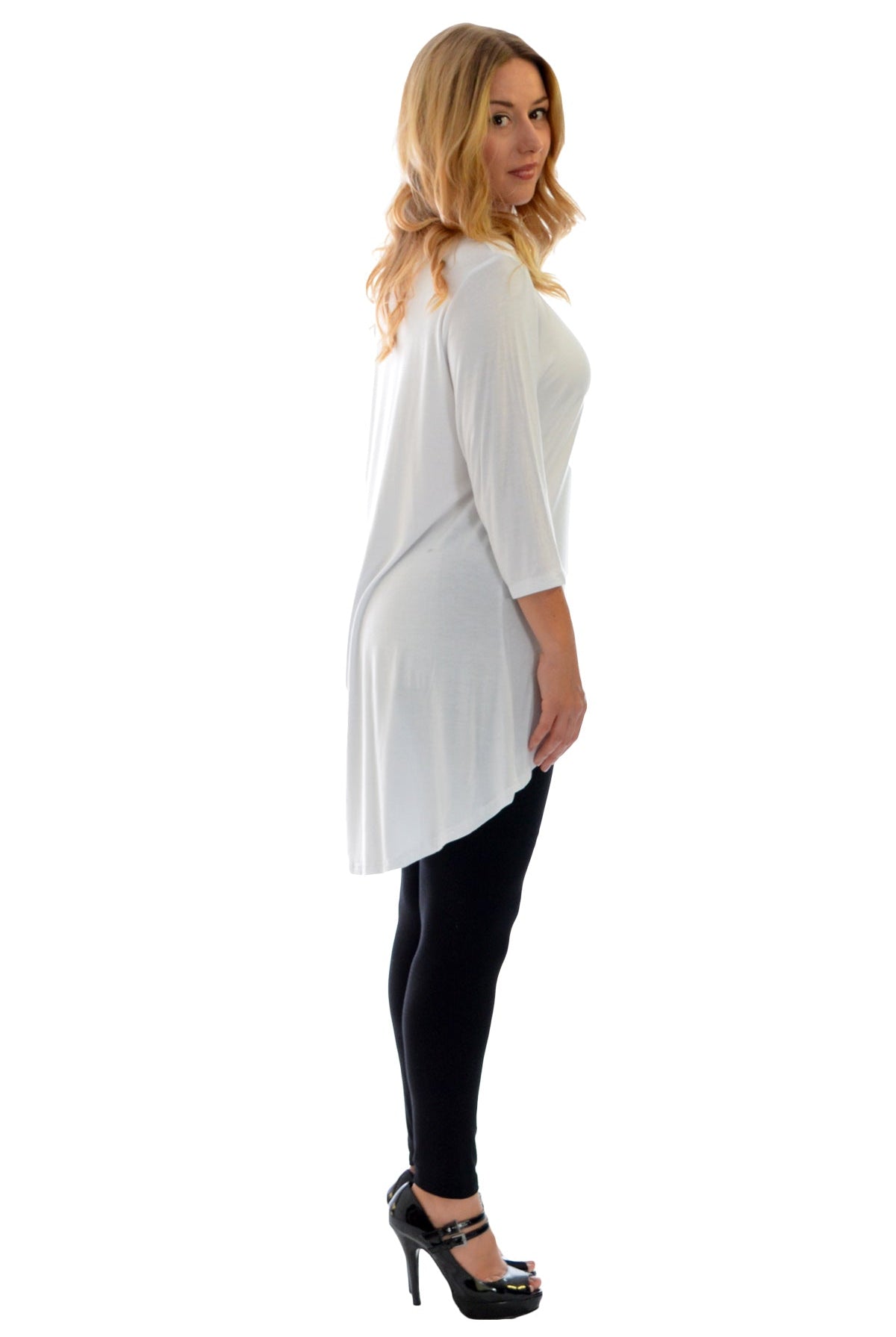 Skull Tail Back Dip Hem Scoop Top Tops WearAll