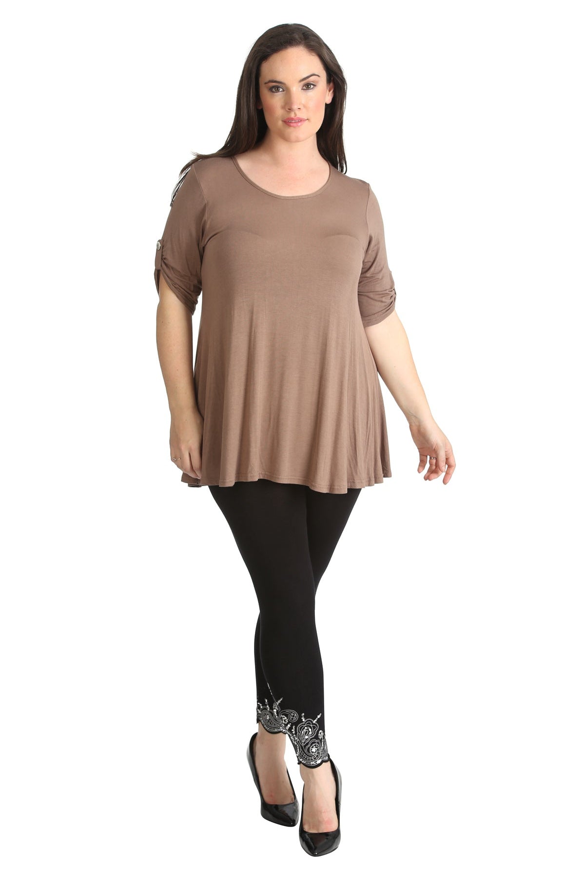 Scoop Neck Flared Ladies Plain Top Tops WearAll