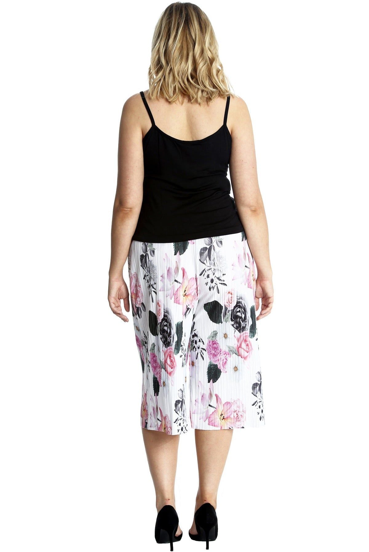 Plus Size Floral Print Crinkle Culottes Culottes WearAll