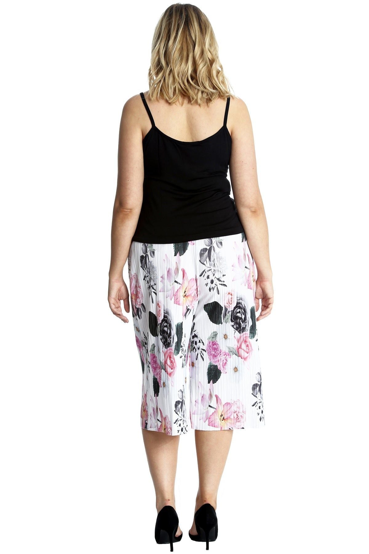 Plus Size Floral Print Crinkle Culottes Culottes WearAll