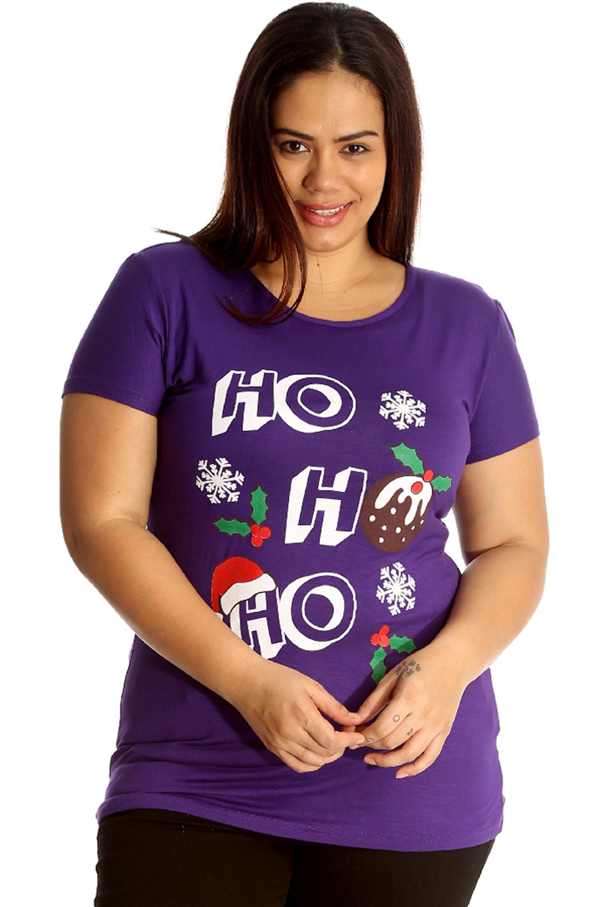 Holly Snowflake Christmas Short Sleeve Top Tops WearAll