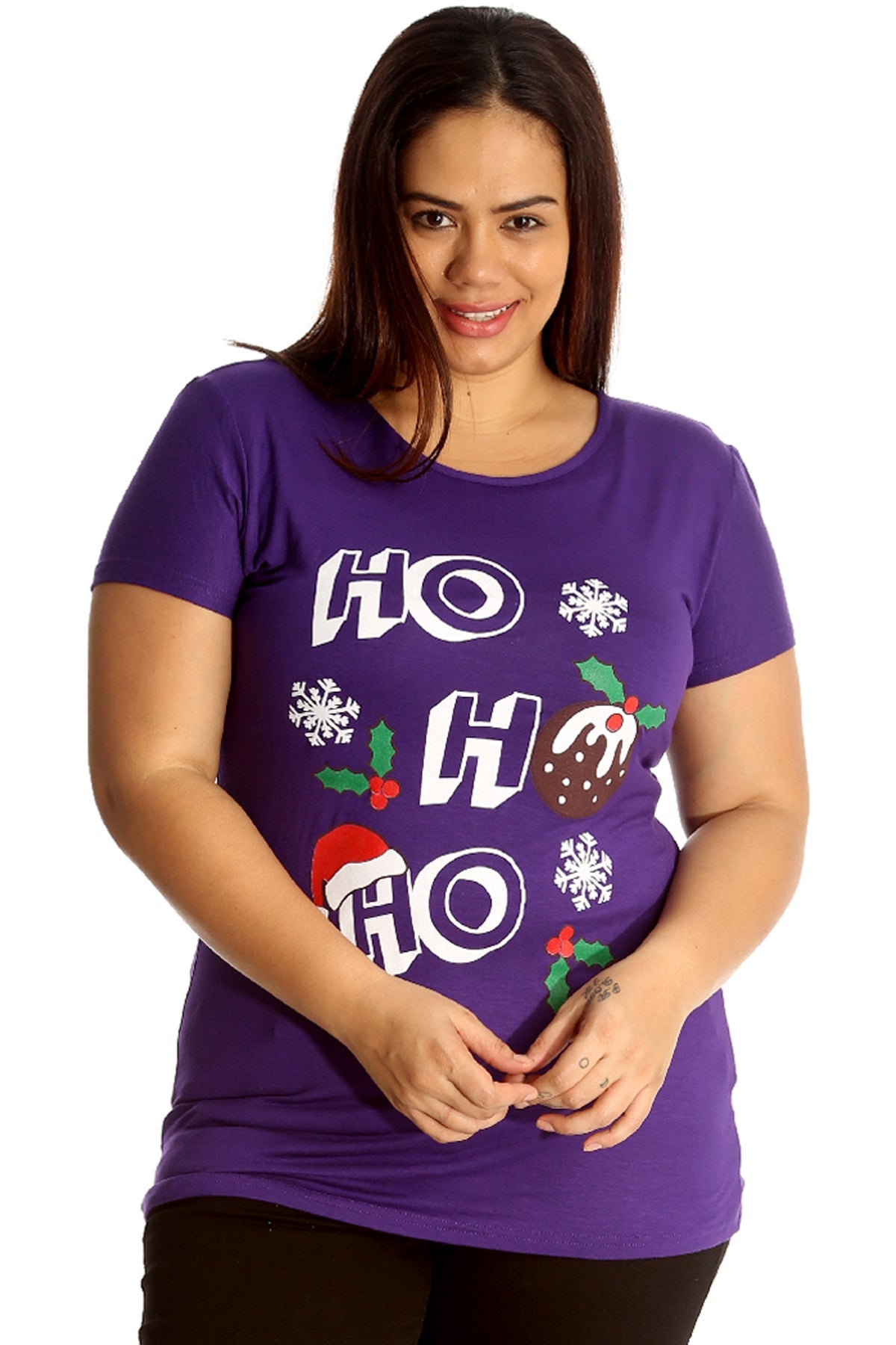 Holly Snowflake Christmas Short Sleeve Top Tops WearAll