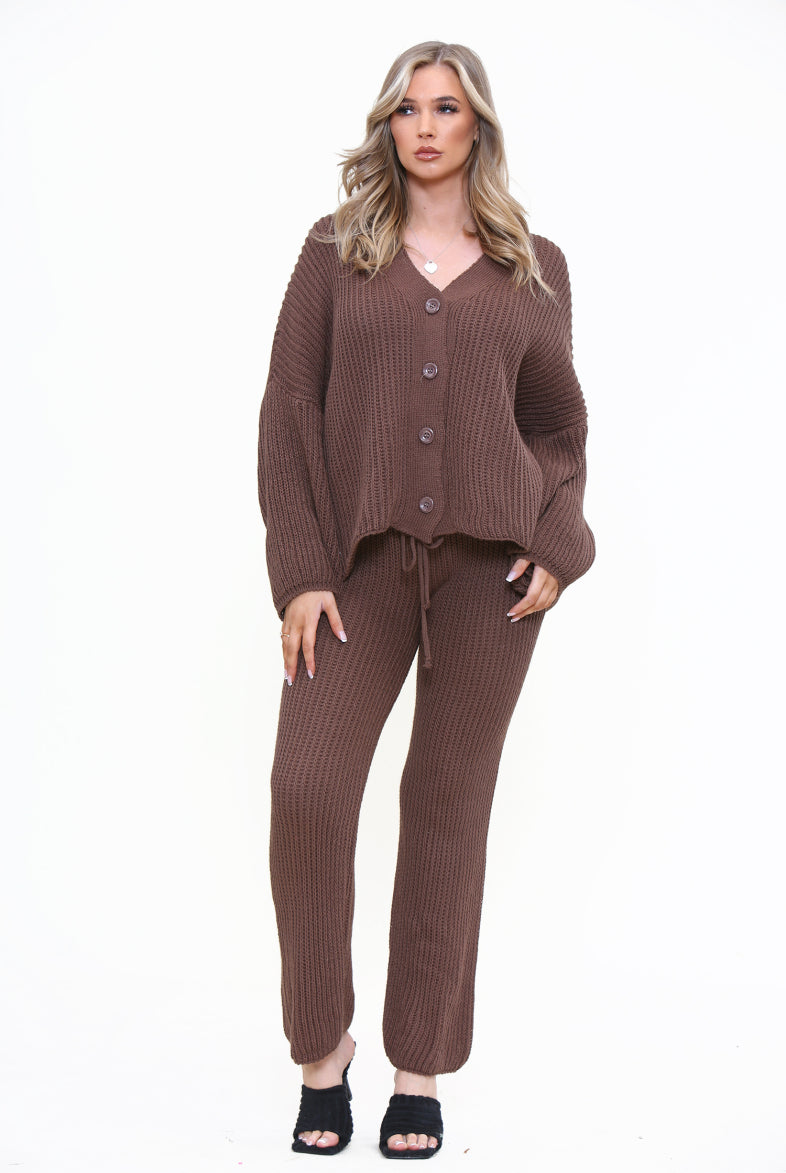 Chunky Knitted Button Up Set Loungewear WearAll