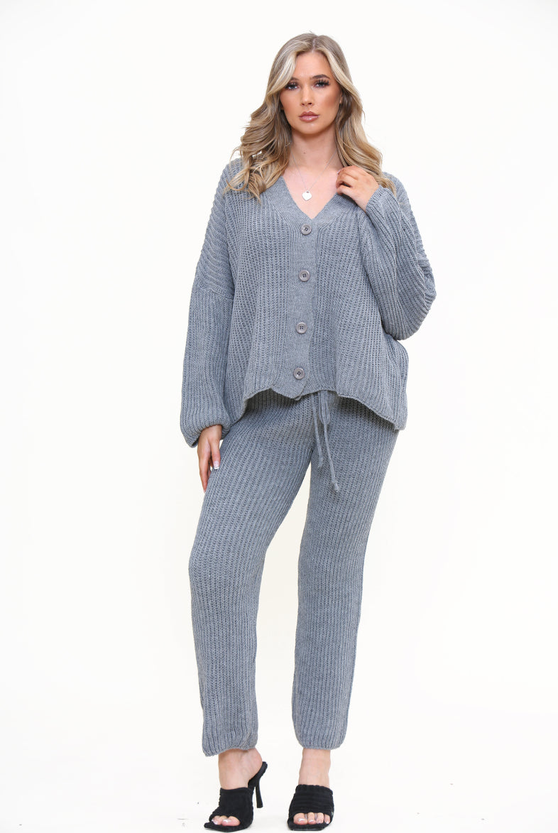 Chunky Knitted Button Up Set Loungewear WearAll