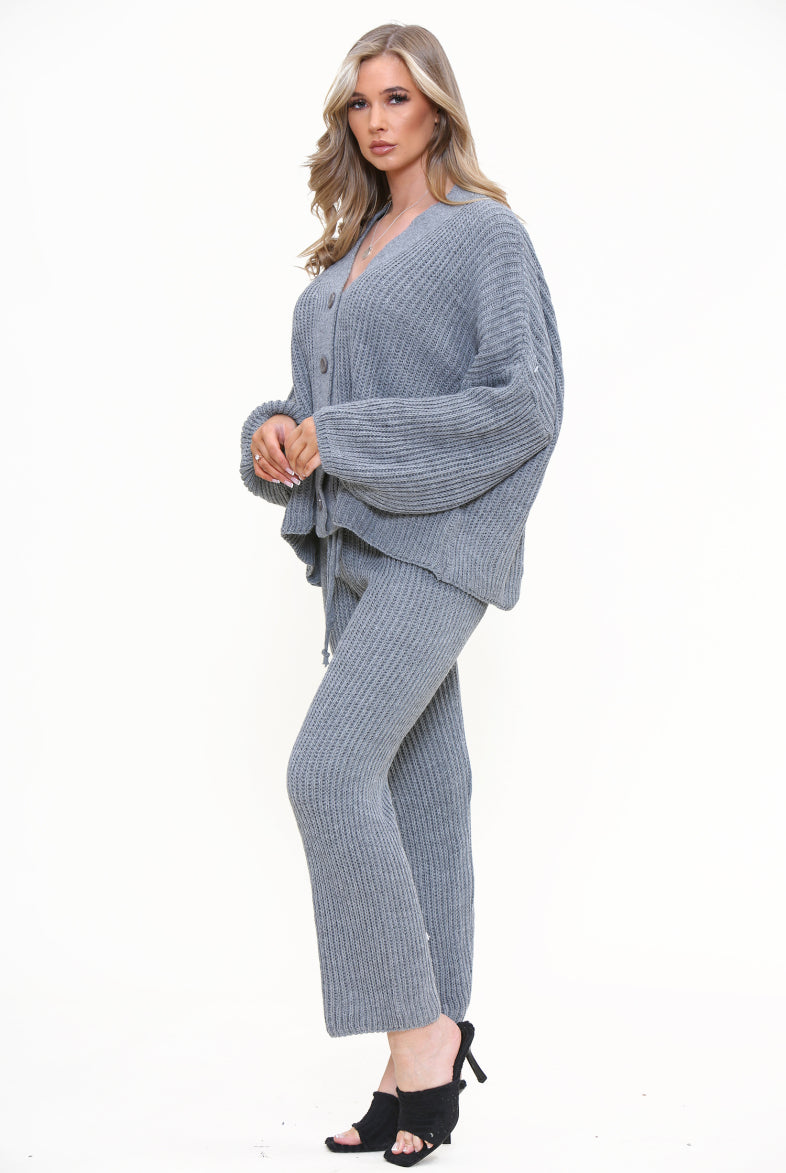 Chunky Knitted Button Up Set Loungewear WearAll