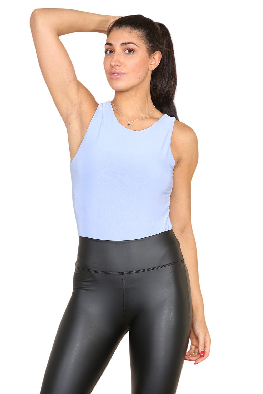 Slinky Racer Round Neck Double Layered Top Bodysuit Top & Bodysuit WearAll