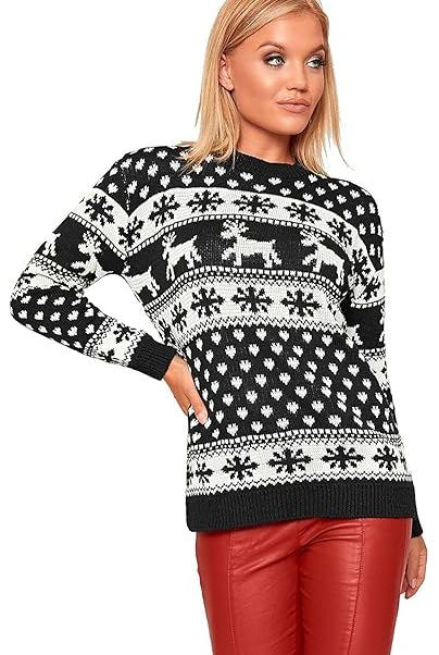 Merry Christmas Snowflake Jumper- Wine Black Navy Blue Grey Red Tops WearAll