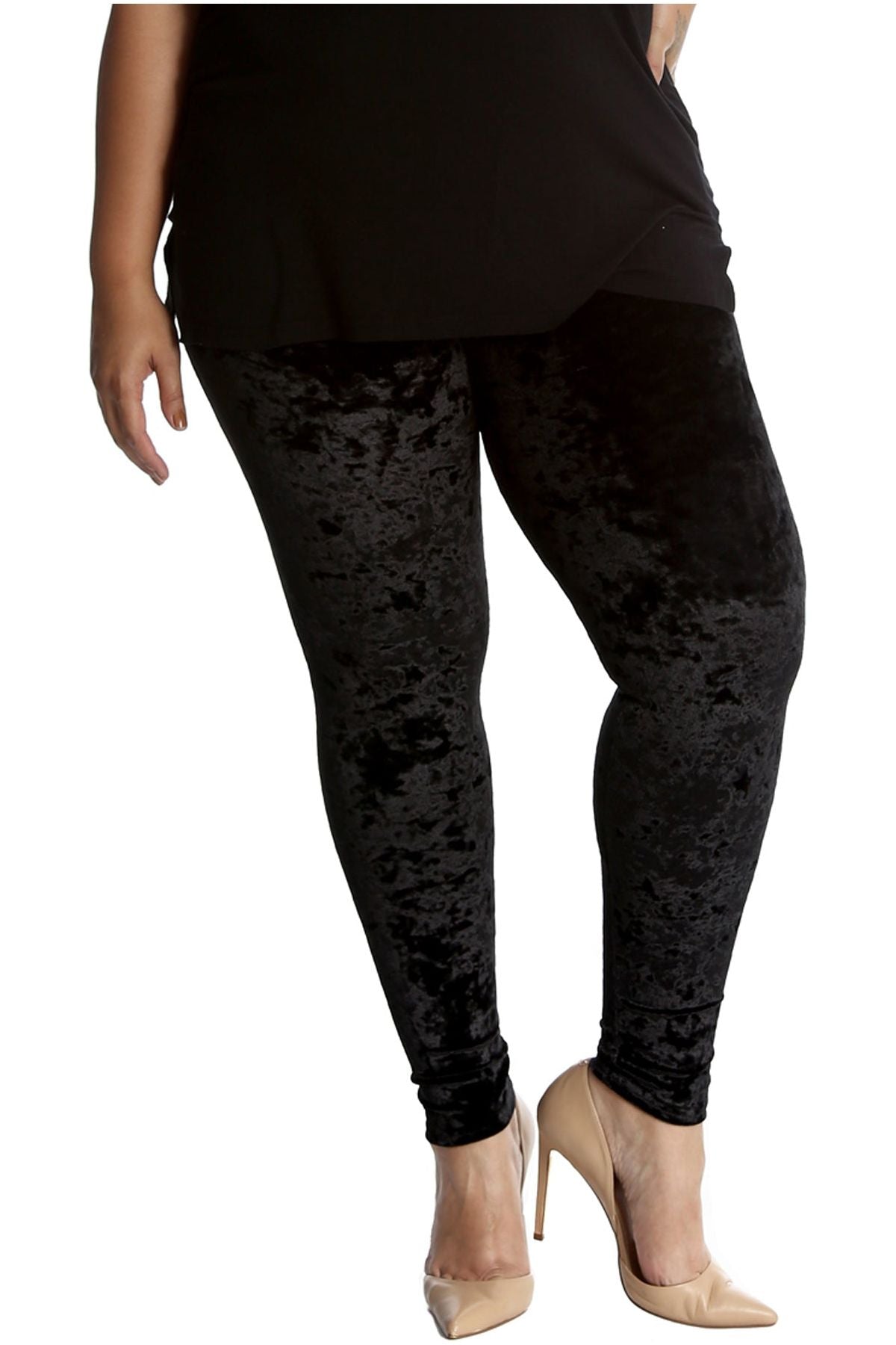 Plus Size Full Length Velvet Leggings Leggings WearAll